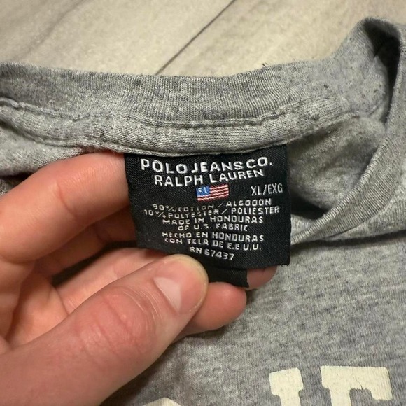 Polo Jeans Co Ralph Lauren Mens XL Gray Graphic T-Shirt 67 Logo Short Sleeve - Picture 6 of 6